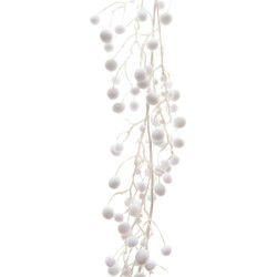 Decoris Sneeuwballen slinger - wit - glitters - 130 cm - sneeuw - Decoratiesneeuw