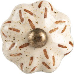 Clayre & Eef Deurknop Ø 4x3 cm Beige Keramiek