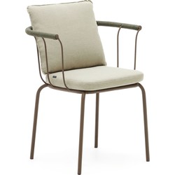 Kave Home - Salguer stapelbare stoel van touw en staal met bruingelakte afwerking.