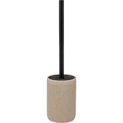 5Five Toiletborstel in houder Onyx - beige/zwart - polystone - 40 cm - Toiletborstels