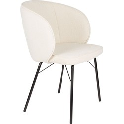 Housecraft Living Joa Eetkamerstoelen Bouclé Wit - Set van 2