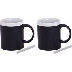 Krijtbord koffie mok - 2x - wit - beschrijfbare beker - Koffiemok - Bekers