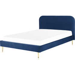 Beliani FLAYAT - Tweepersoonsbed-Blauw-Fluweel