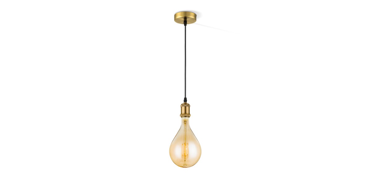 Home Sweet Home hanglamp brons vintage - hanglamp inclusief LED filament lichtbron G160 - dimbaar - pendel lengte 100 cm - inclusief E27 LED lichtbron - amber