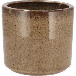 DK Design Bloempot model Brown Glaze - taupe - D12 x H13 cm - glanzend - Plantenpotten