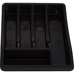 Bestekbak/keuken organizer - 5-vaks - Zwart - 30 x 38 x 6 cm - Bestekbakken