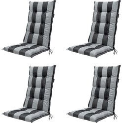 Madison -  Tuinstoelkussen Hoge Rug Alice grey - Ca. 123x50 cm - Set van 4
