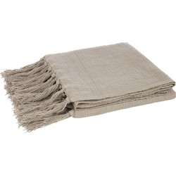 J-line - Plaid Franjes Katoen Taupe - 180x130x0.5cm