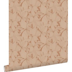 ESTAhome behang getekende bladeren terracotta - 50 x 900 cm - 139499