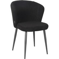 LABEL51 Eetkamerstoel Whirl - Zwart - Teddy - Black Frame