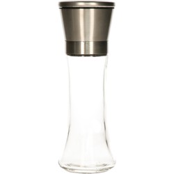 Excellent Houseware Pepermolen - glas/rvs -  Instelbare maalgraad - keramische maler - peper - Peper en zoutstel