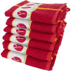 Twentse Damast Keukendoekenset - 6 stuks - Tulp Rood