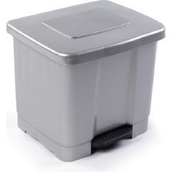 Plasticforte Pedaalemmer - 2-vaks - zilver - 35 liter - 43 x 38 cm - Pedaalemmers