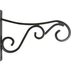 Hangpot haak - 2x - zwart - 35 x 25 cm - metaal - met krul - houder - Plantenpotten