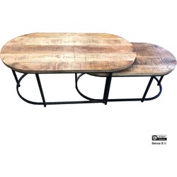 Benoa Crystal Iron Coffee Table Oval (Set of 2) 120 cm