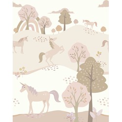 ESTAhome fotobehang unicorns beige en zacht roze - 200 x 279 cm - 159238