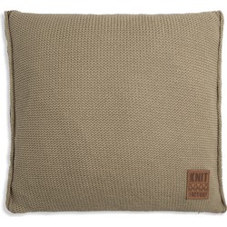 Knit Factory Uni Sierkussen - Olive - 50x50 cm - Inclusief kussenvulling