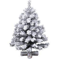 Mini kerstboom tafelboom Imperial boom snowy d33h45 cm groen/wit