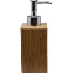 Zeeppompje - bamboe hout - bruin - 17 cm - navulbare zeepdispenser - Zeeppompjes