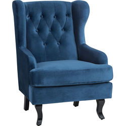 Beliani ALTA - Fauteuil-Blauw-Fluweel