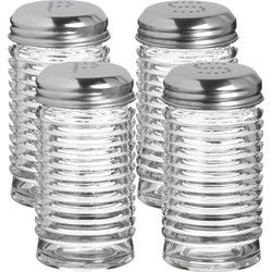 Urban Living Peper en zout stel - ribbel glas - 90 cl - setje van 4x stuks - Peper en zoutstel