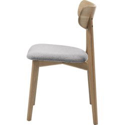 Eetkamerstoel Grijs Bouclé - Naturel Eiken - 50x46x81cm - Elim - Set van 2
