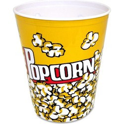 Concorde Popcorn bak - geel/wit - kunststof - D24 cm - 6 liter - herbruikbaar - Snack en tapasschalen