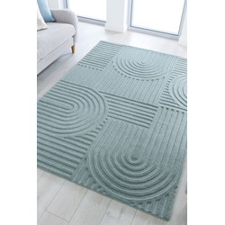 Zen vloerkleed - Japandi - Laagpolig - 100% Wol Modern - Blauw - 160 X 230 CM