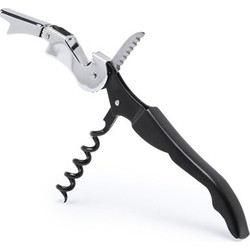 Kurkentrekker 3-in-1 - 1x - rvs metaal - zwart/zilver - 12 cm - Flesopeners