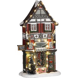 LuVille Kerstdorp Miniatuur Wintersportwinkel - L18 x B8 x H28 cm