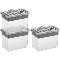 3x Kunststof stapelbare opbergbak met vakken 9 liter 30 x 20 x 22 cm - Opbergbox