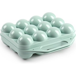 Eierdoos - koelkast organizer eierhouder - 12 eieren - mint groen - kunststof - 20 x 19 cm - Vershoudbakjes