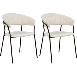 MARIPOSA - Eetkamerstoel set van 2 - Crème - Fluweel