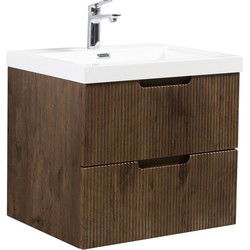 Badplaats Badkamermeubel Set Thermis 60cm - Rose Wood - Badmeubel met Wastafel