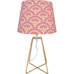 Clayre & Eef Tafellamp  Ø 20x35 cm  Oranje Goudkleurig Ijzer Textiel Bureaulamp