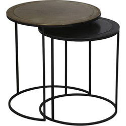 Light&living Bijzettafel S/2 Ø40x45+Ø49x50,5 cm TALCA ant koper+brns edge