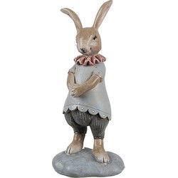 Clayre & Eef Decoratie Beeld Konijn 13 cm Beige Blauw Kunststof