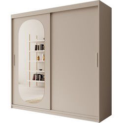 Meubella - Kledingkast Bodhi - Beige - 200 cm - Met spiegel
