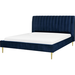 MARVILLE  - Tweepersoonsbed - Marineblauw - 160 x 200 cm - Fluweel