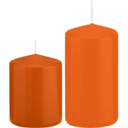 Stompkaarsen set van 6x stuks oranje 8 en 12 cm - Stompkaarsen