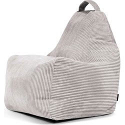 Nodura Play gaming: loungekussen/ zitzak stoel rib wit/grijs 80 cm - met vulling