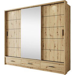 Meubella - Kledingkast Autumn - Eiken - 250 cm - Met spiegel