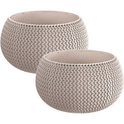 2x Stuks ronde taupe kunststof Splofy bloempotten/plantenpotten 2,3 liter - Plantenpotten