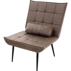 Loungestoel Bruin Gestoffeerde fauteuil met lendenkussen Relax fauteuil ML design