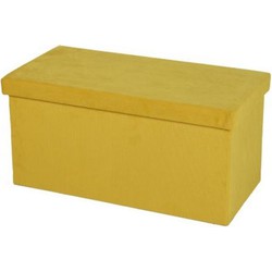 Hocker bank - poef XXL - opbergbox - geel - polyester/mdf - 76 x 38 x 38 cm - Poefs