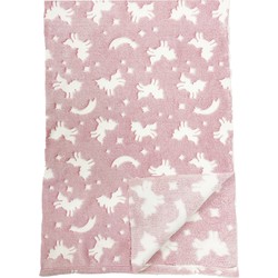 Geen merk UNICORN - Plaid 100x150 cm - met Glow in the Dark unicons - Potpourri - rood - Dutch Decor Limited Collection