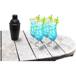 Cocktailshaker set met 4x stuks Pina Colada cocktailglazen 440 ml - Cocktailglazen