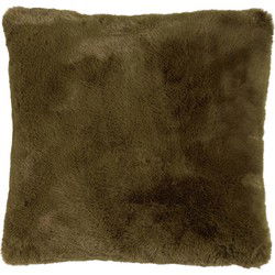 Dutch Decor ZAYA - Sierkussen 60x60 cm - bontlook - effen kleur - Military Olive - groen - Dutch Decor