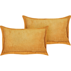 ZINNIA - Sierkussen set van 2 - Mosterdgeel - 47 x 27 cm - Corduroy