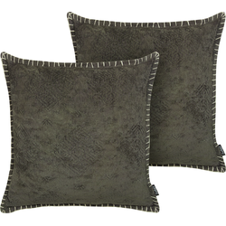 MELUR  - Sierkussen set van 2 - Donkergrijs - 45 x 45 cm - Katoen